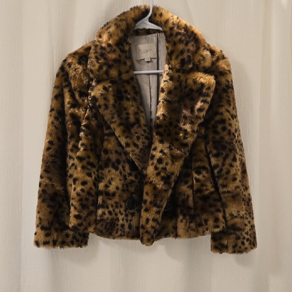 LOFT Leopard Print Teddy Jacket